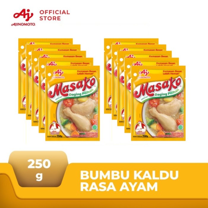 

Masako Bumbu Kaldu Penyedap Rasa Ayam Kemasan 250g (10pcs)