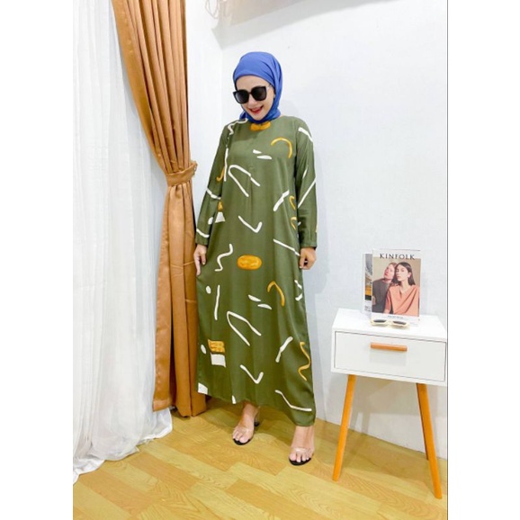 Midi Motif Original Pinkan Gamis Home Dress Busui Rayon Premium Homey / Sonya Yuki Tesa Candy Tasya 