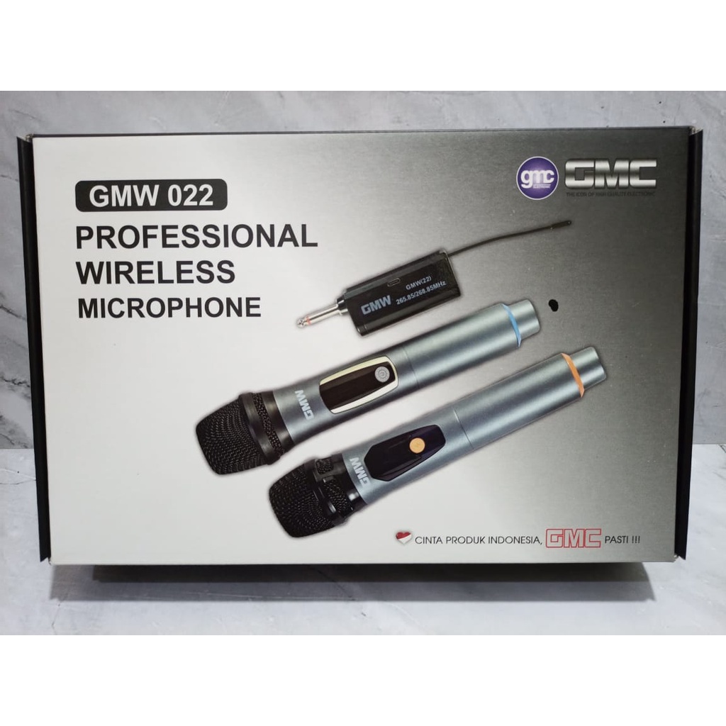 GMC Microphone wireless GMW 022 Mic Karaoke Double Tanpa Kabel | 2 Mic Profesional Wireless Microphone | Mikrofon GMC Type GMW 022 Mic Wireless Double Murah dan Berkualitas - Bisa Bayar Ditempat | FMS