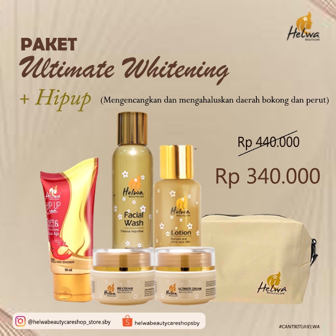 (PROMO) Bundling Paket Ultimate Whitening + HipUp Segel Helwa Beautycare FREE POUCH