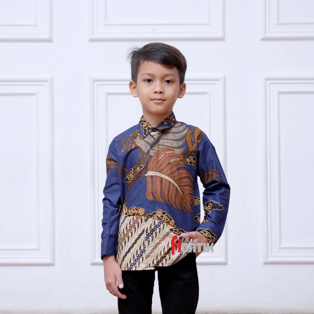 Kemeja Batik Pria Lengan Panjang Motif Mega Daun Couyple Batik Ayah Anak Laki-laki