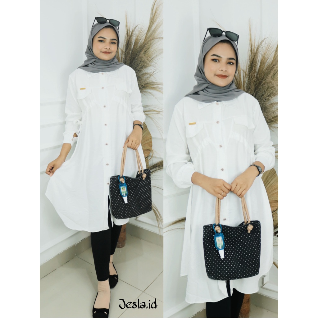 TUNIK LEBARAN MEWAH ELJI TUNIK BO M L XL XXL DAPAT ATASAN / TUNIK WANITA TUNIK WANITA POLOS IMPORT B