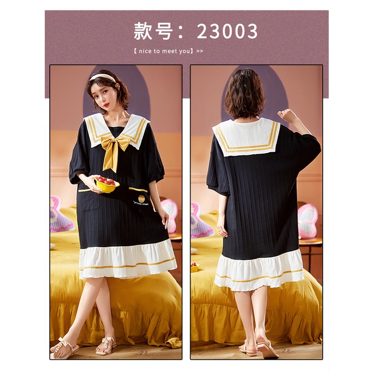 MR-06 dress piyama baju tidur sailor uniform wanita lengan pendek renda lolita putih import jepang