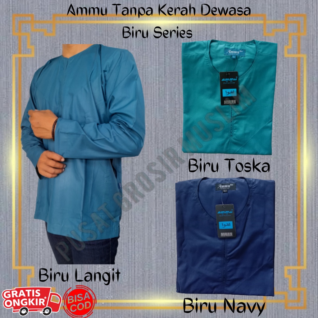 Promo Baju Koko Ammu Tanpa Kerah Ukuran M Original, size M Termurah