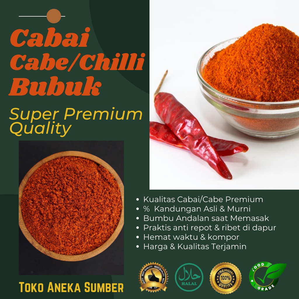 

Cabe / Cabai / Chilli Bubuk / Powder Mixed Recommended & Best Quality Rempah Rempah From Premium Ingredients 70 gram