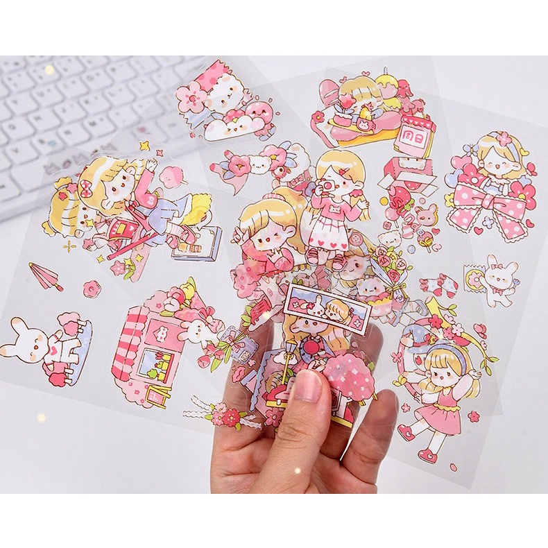 ISI 4 LEMBAR MANDOU ANIME GIRL KARTUN SERIES CUTTING STICKER DECORATIVE PACK STIKER DEKORASI JOURNAL LUCU PET TRANSPARANT UNTUK HIAS SCRAPBOOK BUKU DIARY HP HOBI JOURNALING DLL @banyak