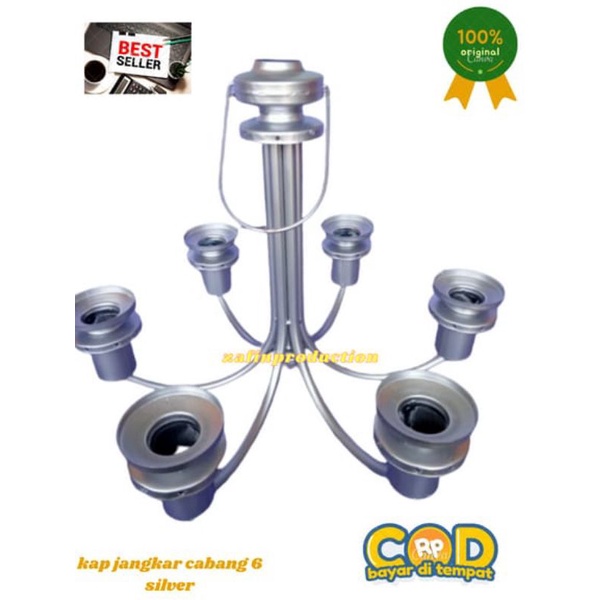 kap lampu gantung jangkar silver kap jangkar cabang 6 kap lampu gantung dekorasi pelaminan kap lampu