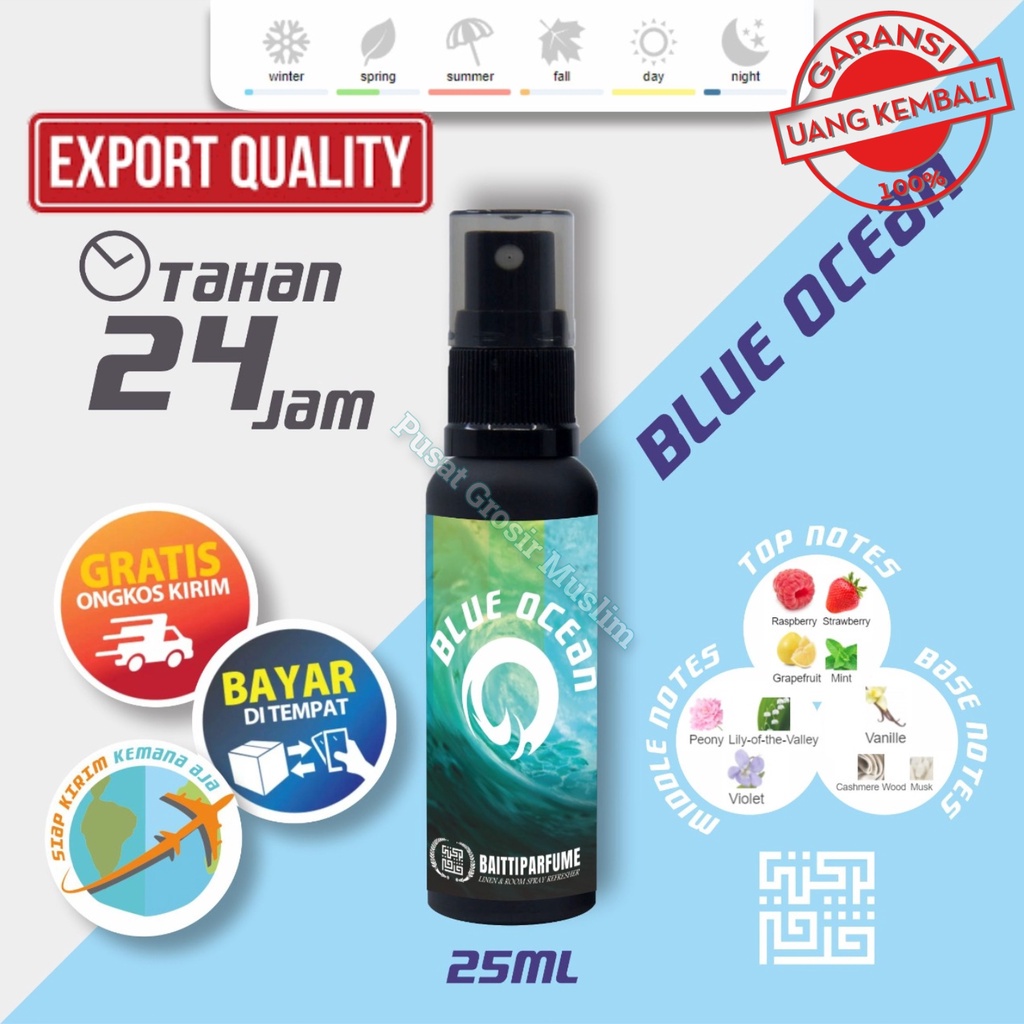 Parfum Blue Ocean 24 Jam Refreshner By Baitti Parfum Non Alkohol 25ml