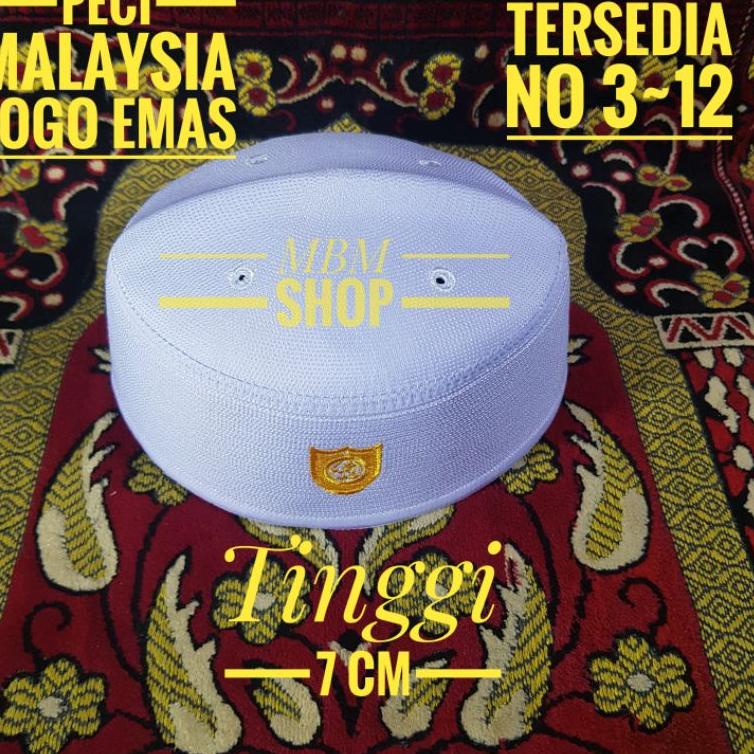 "APG.9Fe23ᵟ" Peci malaysia Kopyah Malaysia Songkok Malaysia Putih Logo Kuning