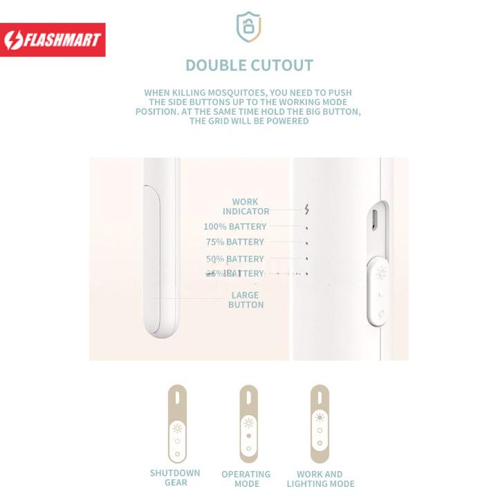 Flashmart Raket Nyamuk Slim LED Light Battery Indicator USB Rechargeable - 207