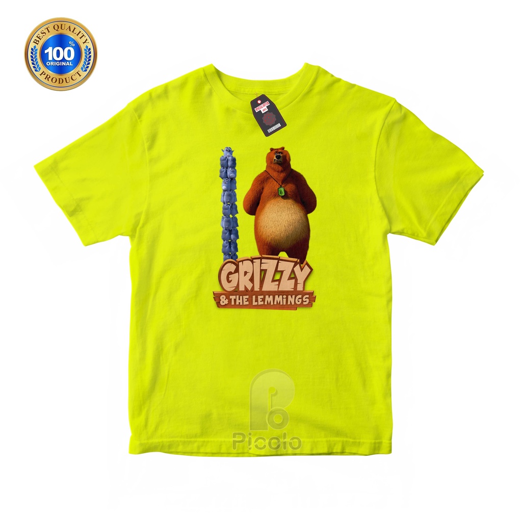 (FREE NAMA) BAJU KAOS ATASAN ANAK MOTIF KARTUN GRIZZY  AND THE LEMMINGS UNISEX Bahan COTTUN