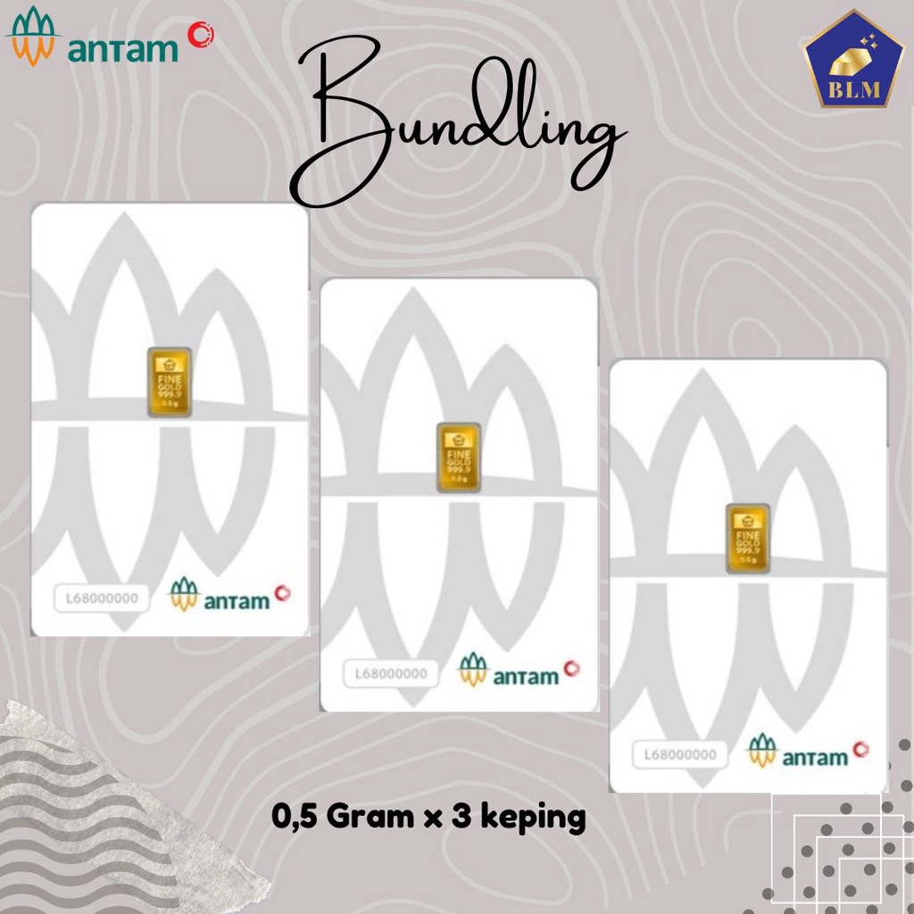 Bundling Logam Mulia Antam 2023 0,5 gram x 3keping