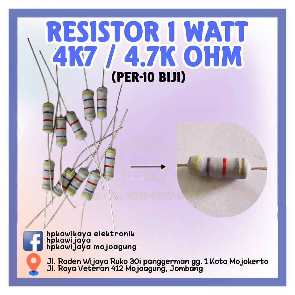 ( 10PCS ) RESISTOR 1 WATT 4.7K OHM 1watt 4.7kohm R 1 watt 4K7 ohm