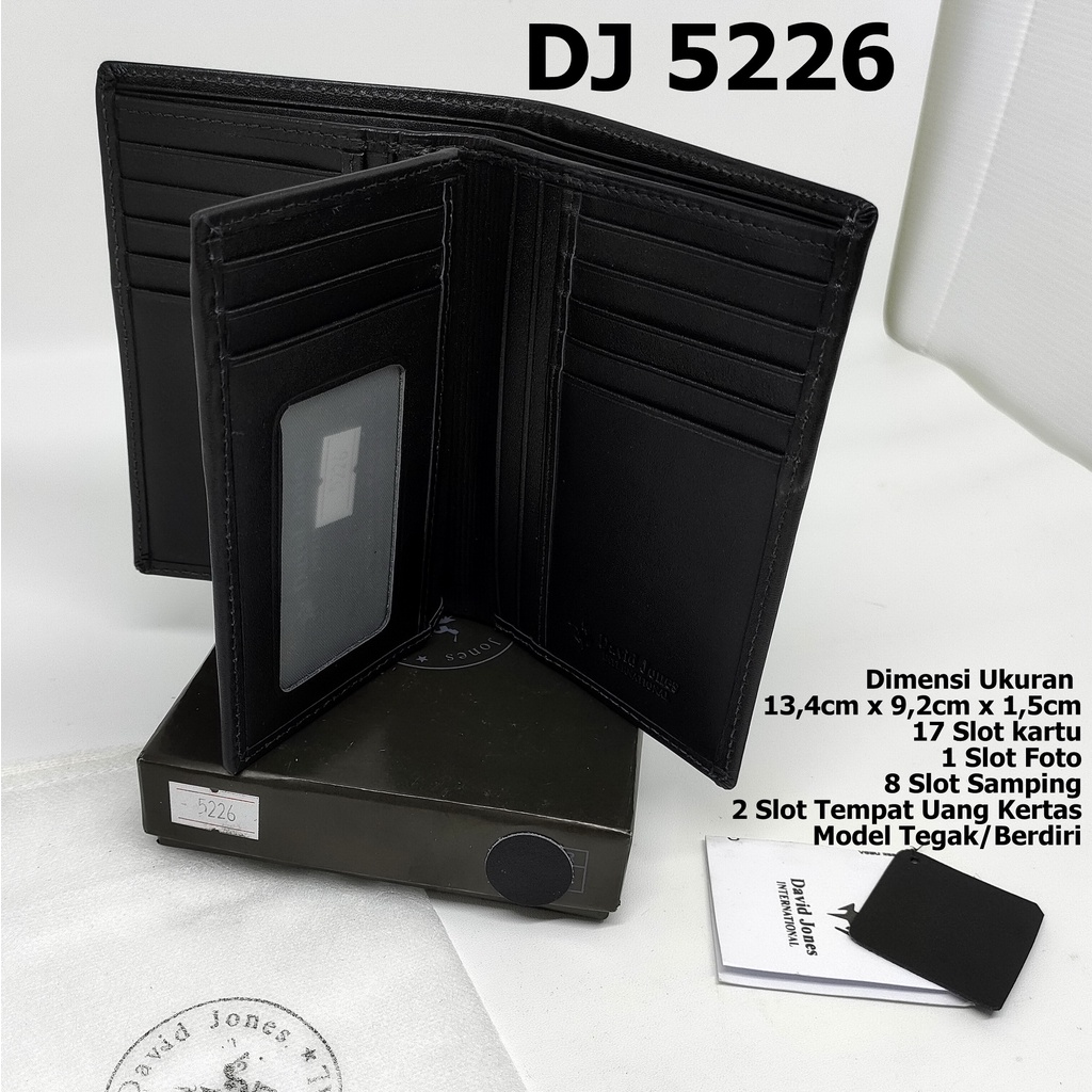 Dompet Pria David Jones DJ 5226 Model Tegak 17 Card Berdiri Kulit Import