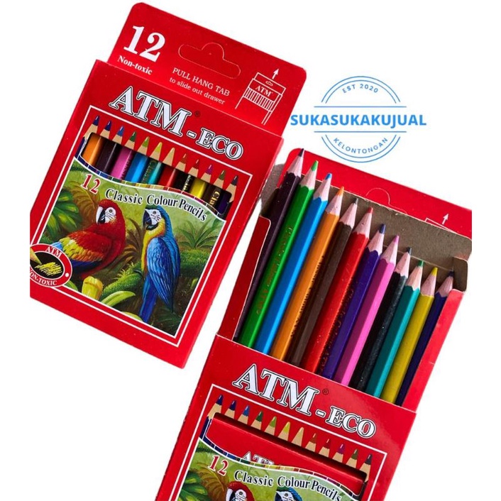 

Pensil warna pendek 12warna ATM high quality