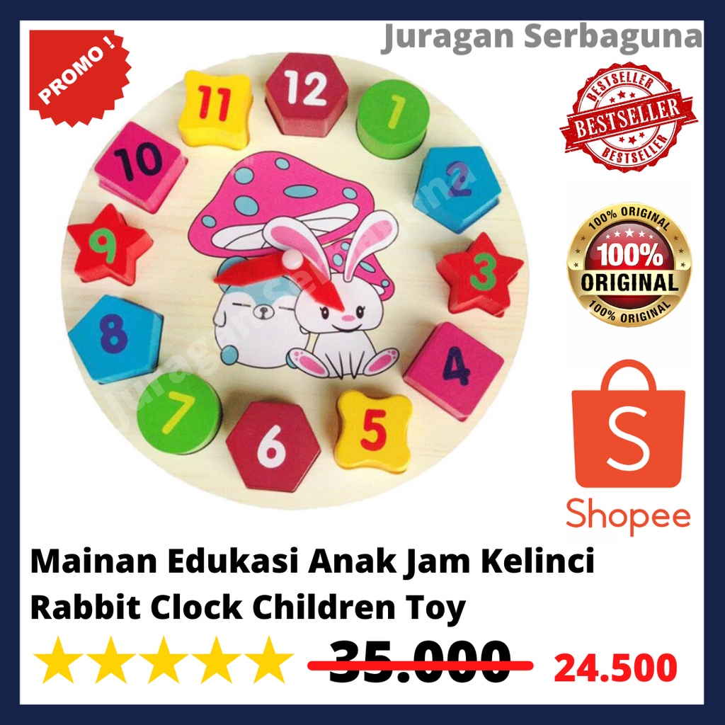 Mainan Edukasi Anak Jam Kelinci Rabbit Clock Children Toy