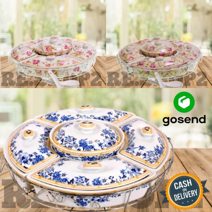 Terlaris Warm Prasmanan Keramik Wadah Saji Tempat Makan Bermotif