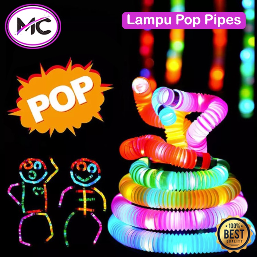 Lampu Pop Light Mini Mainan Anak Light Up Pop Tubes LAmpu Pipa Stick Selang Kerut Mainan Pipa Spiral Menyala Pipe Led Stick