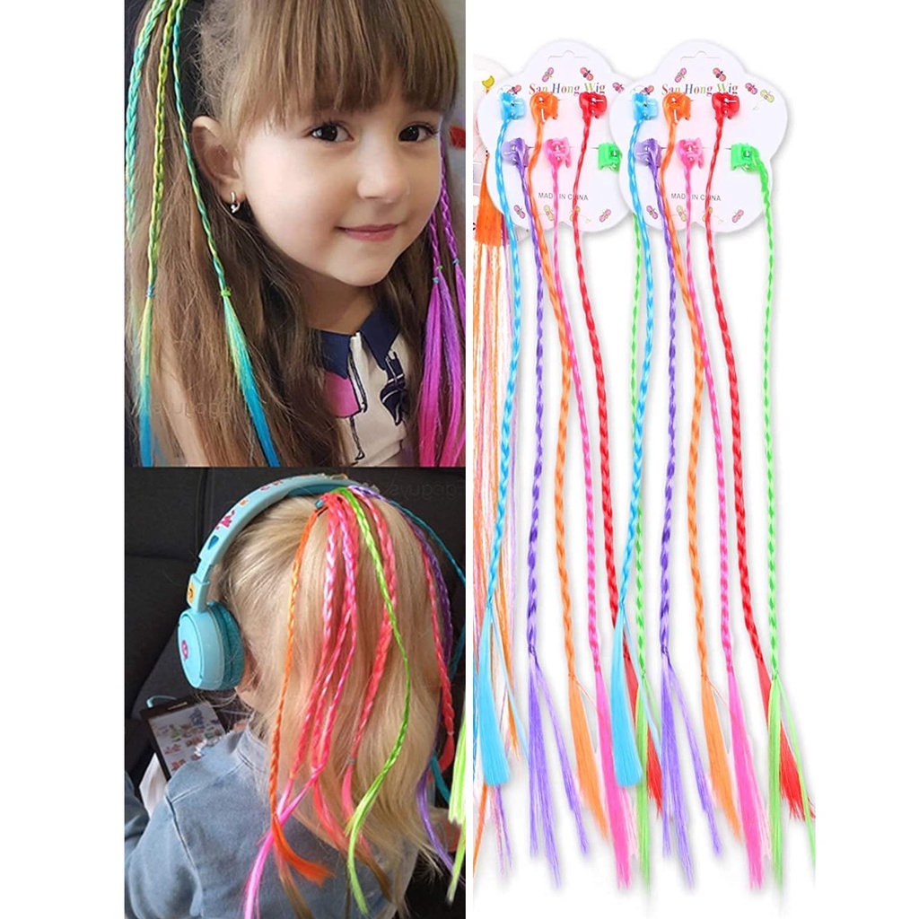 Rambut Palsu Model Kepang Dengan Clip Jepit Hair Extension Untuk Anak