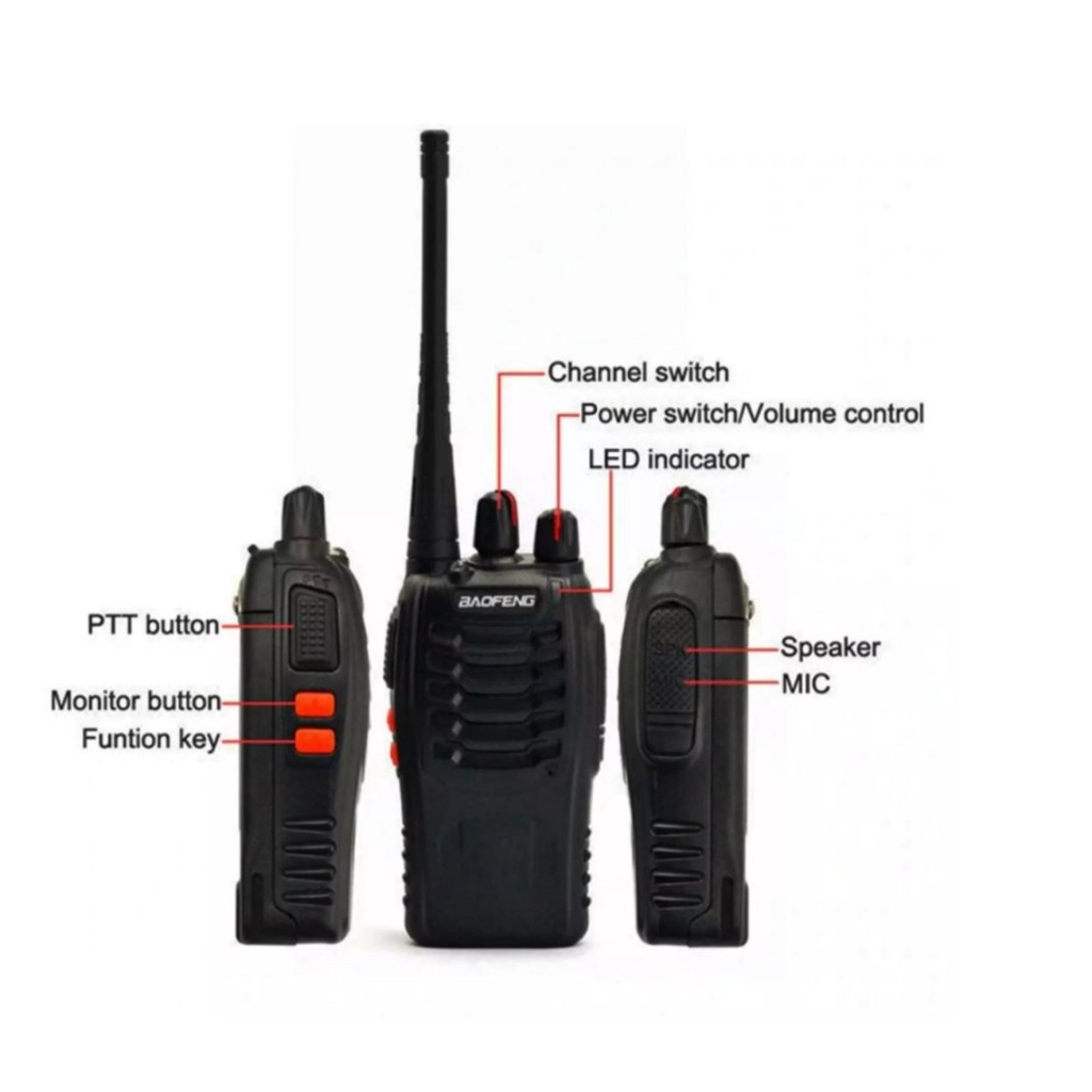 YUN Mall Handy Talky MERODITH-888S Radio Komunikasi Uhf Walky Talky 2 units Walkie talkie