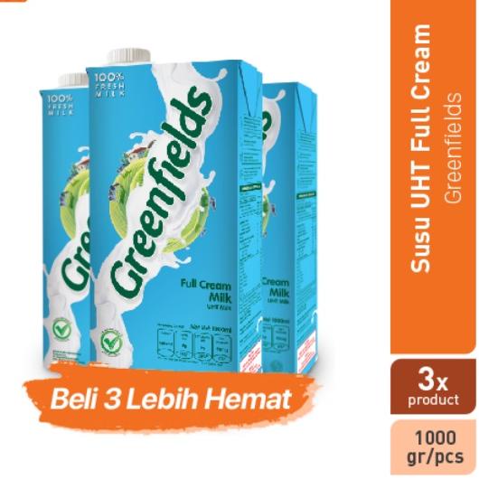 

❇ Susu Greenfields UHT Full Cream 1 L - Paket Isi 3 ℮