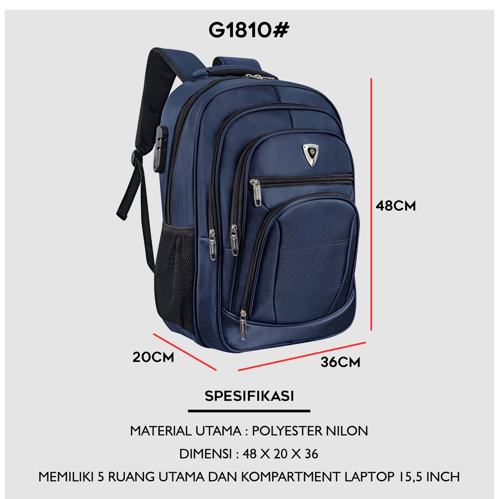 Tas Ransel Pria New Arrival Polo Goldvers Backpack Tas Ransel Original Import 18 Inch + Free Raincover + Free USB Ransel Sekolah IMPORT -DistributorTas