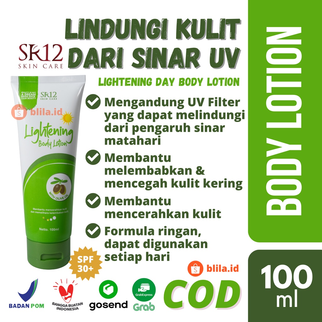 LIGHTENING BODY LOTION DAY SR12 with Olive Oil Body Lotion / Anti UV / Lotion Pencerah / SPF 30+++