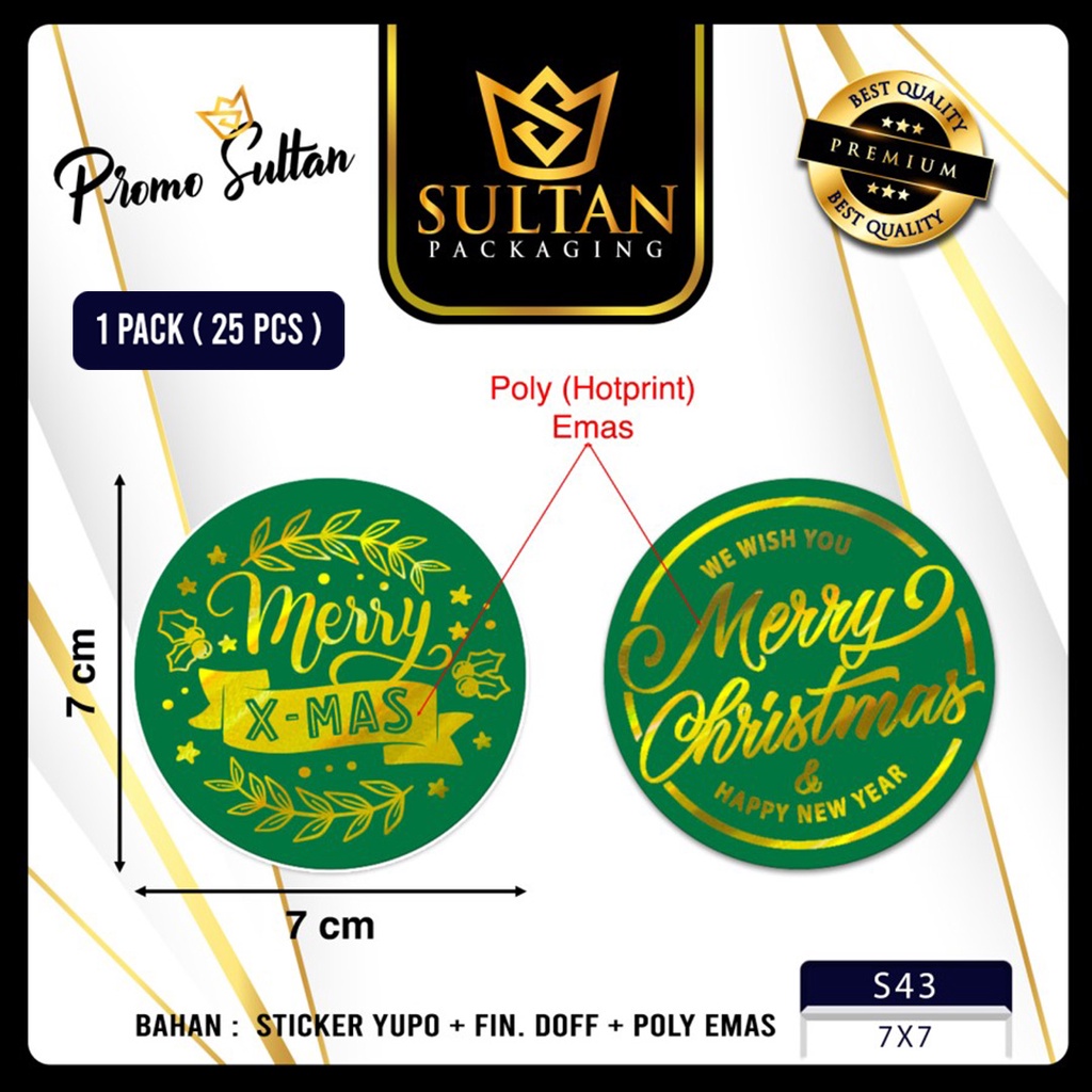 

Sticker Natal - Sticker Merry Chrismas isi 25 Pcs - S43