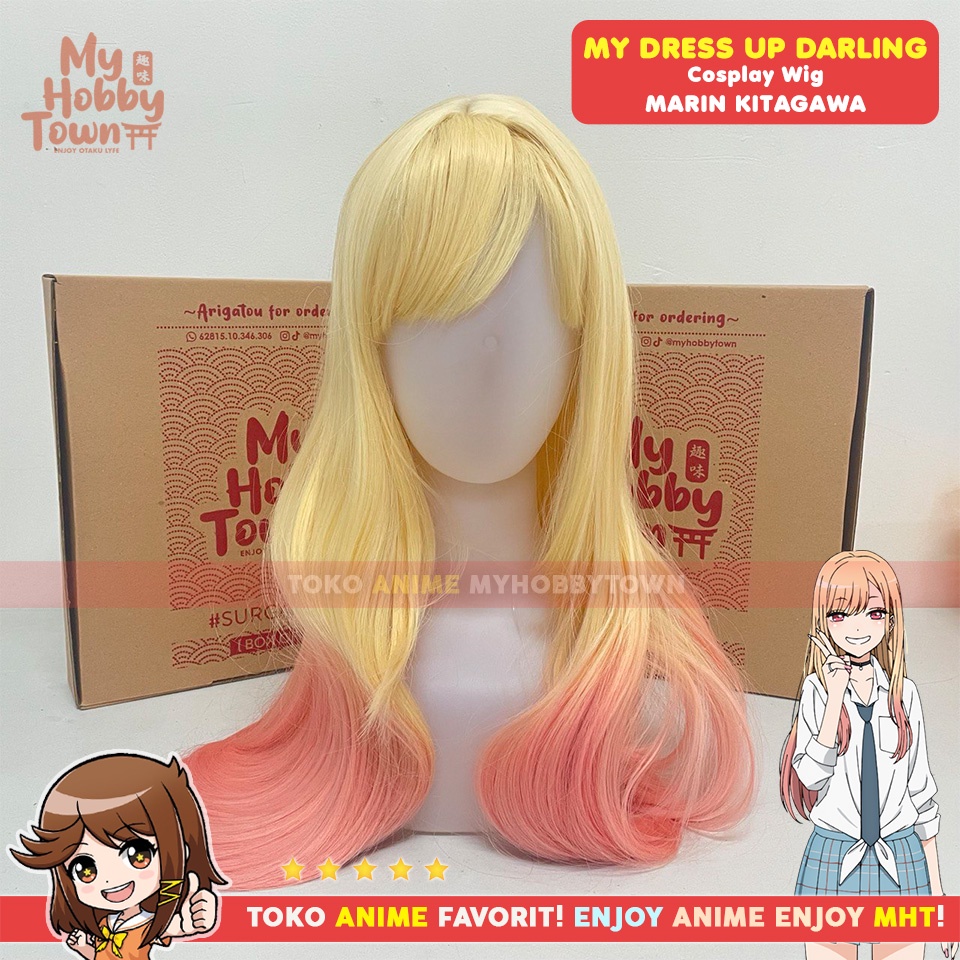 Wig Cosplay Anime My Dress Up Darling : Marin Kitagawa Ombre Rambut Palsu