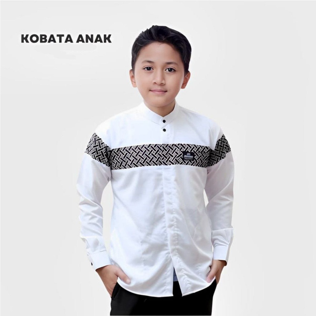 Baju Koko Kurta Ayah dan Anak Lengan Panjang Matt Cotton M L XL