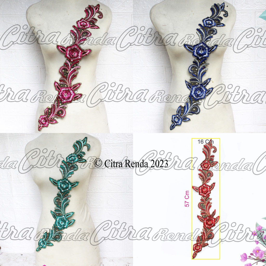 (Per Pcs) AP459 Aplikasi Bordir Tempel Bunga Cantik / Aplikasi Dada