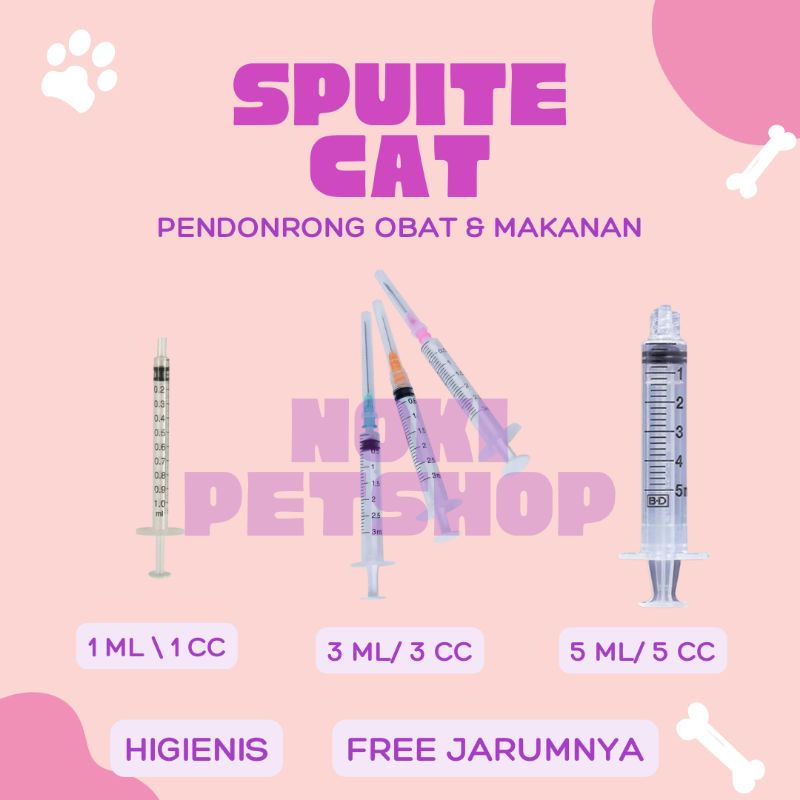 [BISA COD] SPUITE 1Ml, 3ML, 5ML ALAT PEMBANTU PENDORONG MAKANAN, OBAT DAN MINUMAN UNTUK KUCING SPET SPUIT SPUID SEPETAN PIPET SPUT SYRINGE ONEMED CC 1 2 3 5 10 20 SUNTIK SUNTIKAN JARUM