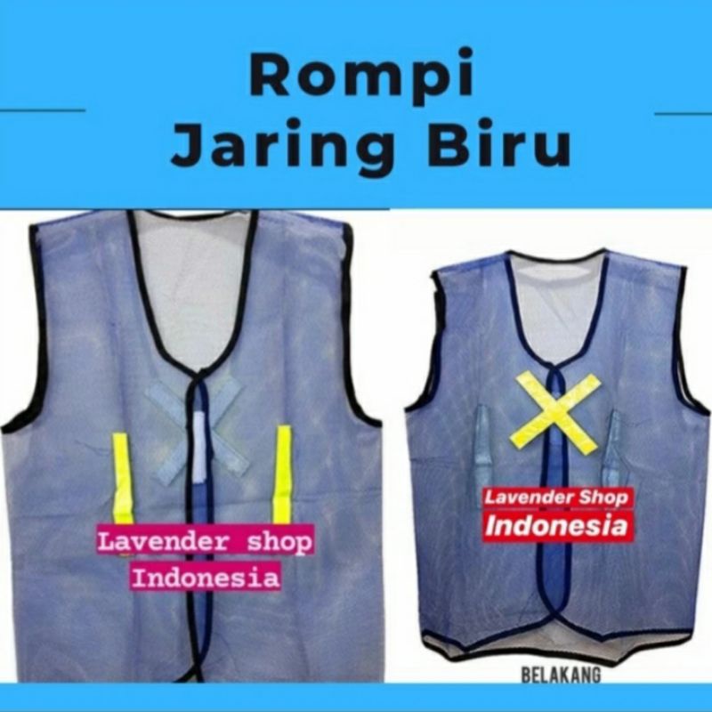 Rompi Lokal X Biru Safety Vest Jaring / Rompi Jaring Biru