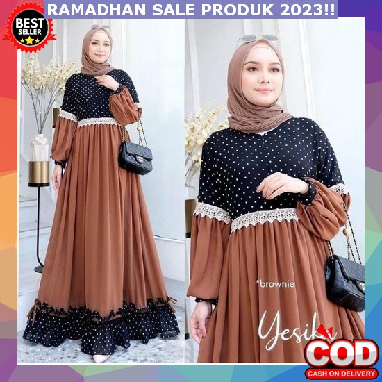 Gaun Muslimah Premium Dress Sari Kualitas Impor Deres Remaja Terbaru Dres Pesta Mewah Gamis Wanita M