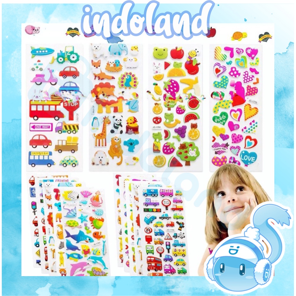 ☀ INDOLAND ☀ STIKER 3D ANAK / STICKER TIMBUL / MAINAN TEMPEL KARAKTER S057