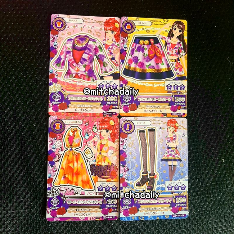 [SET 4 KARTU] Kartu Aikatsu Jepang Sangria Rosa Normal Brand Set Satuan