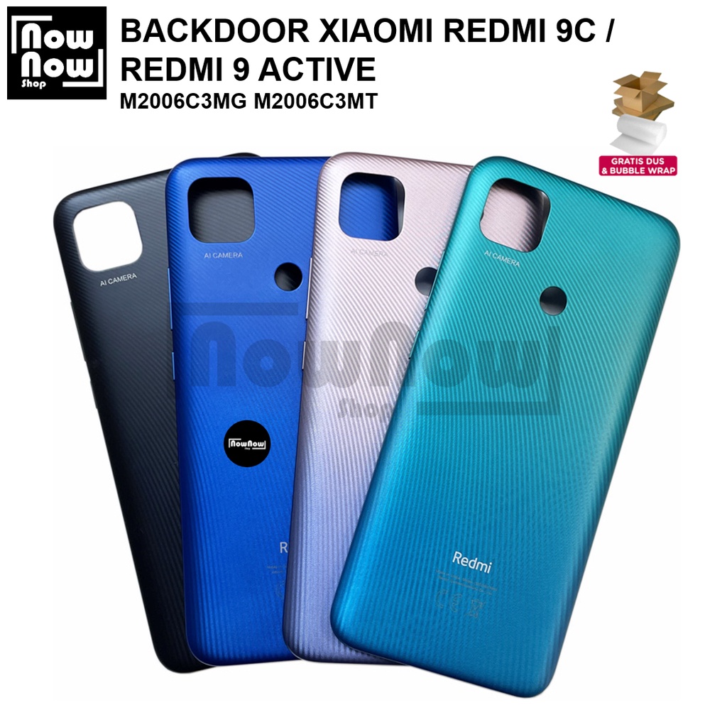 Backdoor Tutup Belakang Baterai Xiaomi Redmi 9C M2006C3MG M2006C3MT Backcover Back Casing Housing Cover Belakang Back Case Panel Replacement