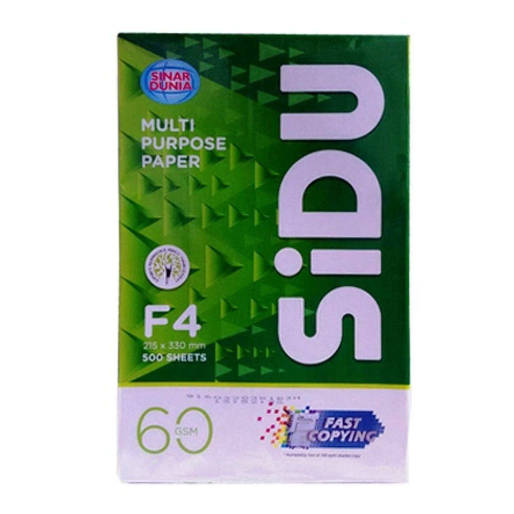 

Kertas F4 60 gsm SIDU 1 Rim 215 x 330 mm / 1 Pak / Kertas F4 60 SIDU / paperone / per 1 ream