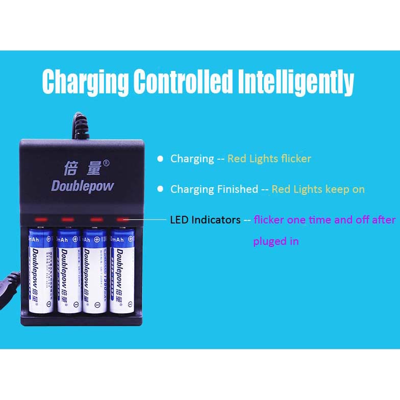 Doublepow USB-Powered Charger Baterai 4 slot AA/AAA 1.2V - DP-UK83