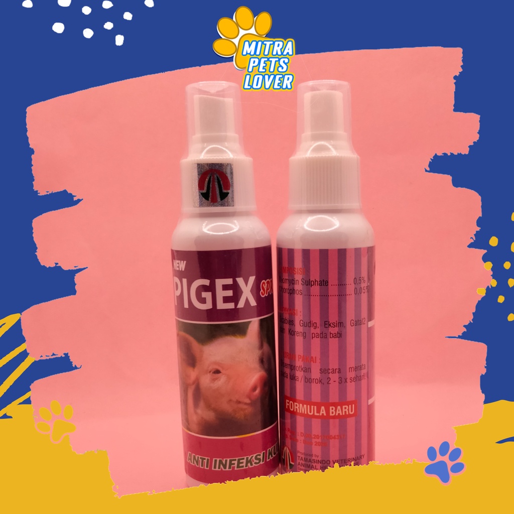 OBAT SCABIES KUDIX BABI - PIGEX SPRAY 125 ML - MENGATASI SCABIES KUDIX EXEEM EKSIM GATAL GATAL KORENG PADA BABI PIG - AMPUH MANJUR - BERKUALITAS MURAH ORIGINAL ASLI TAMASINDO OBAT KESEHATAN &amp;  VITAMIN TERNAK HEWAN  MITRAPETLOVER