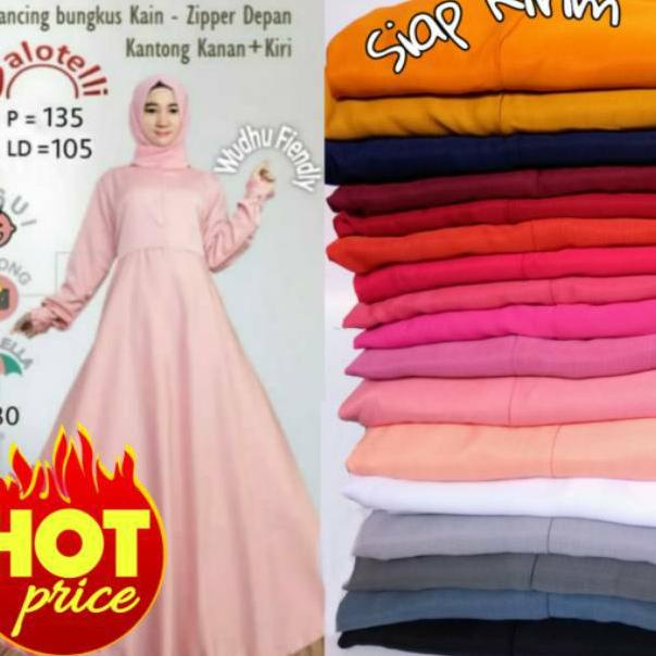 HARGA SPESIAL Promo Gamis Syari Balotelli Polos Karet Pinggang Gamis Polos Balotelli Gamis Navy hija
