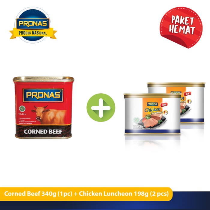 

Pronas Kornet Sapi 340 G Luncheon Ayam 198 G Bundling 3 Pcs
