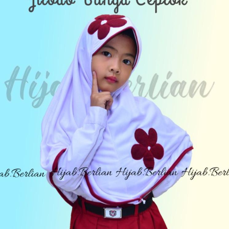 Terlaku.../ Jilbab Anak Sd / Kerudung Sekolah Anak Sd Model Bunga Vania / Hijab Anak Vania Size M Da