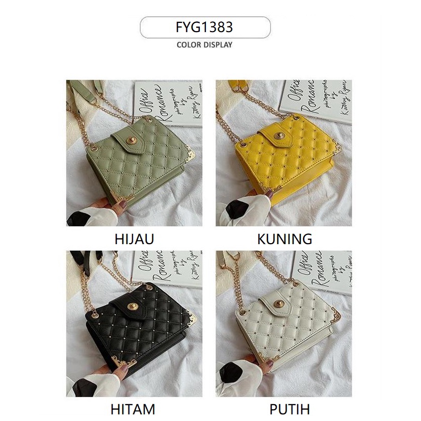 FYGALERY FYG1383 Tas Selempang Wanita Sling Bag Perempuan Model Petak Elegan Berkualitas