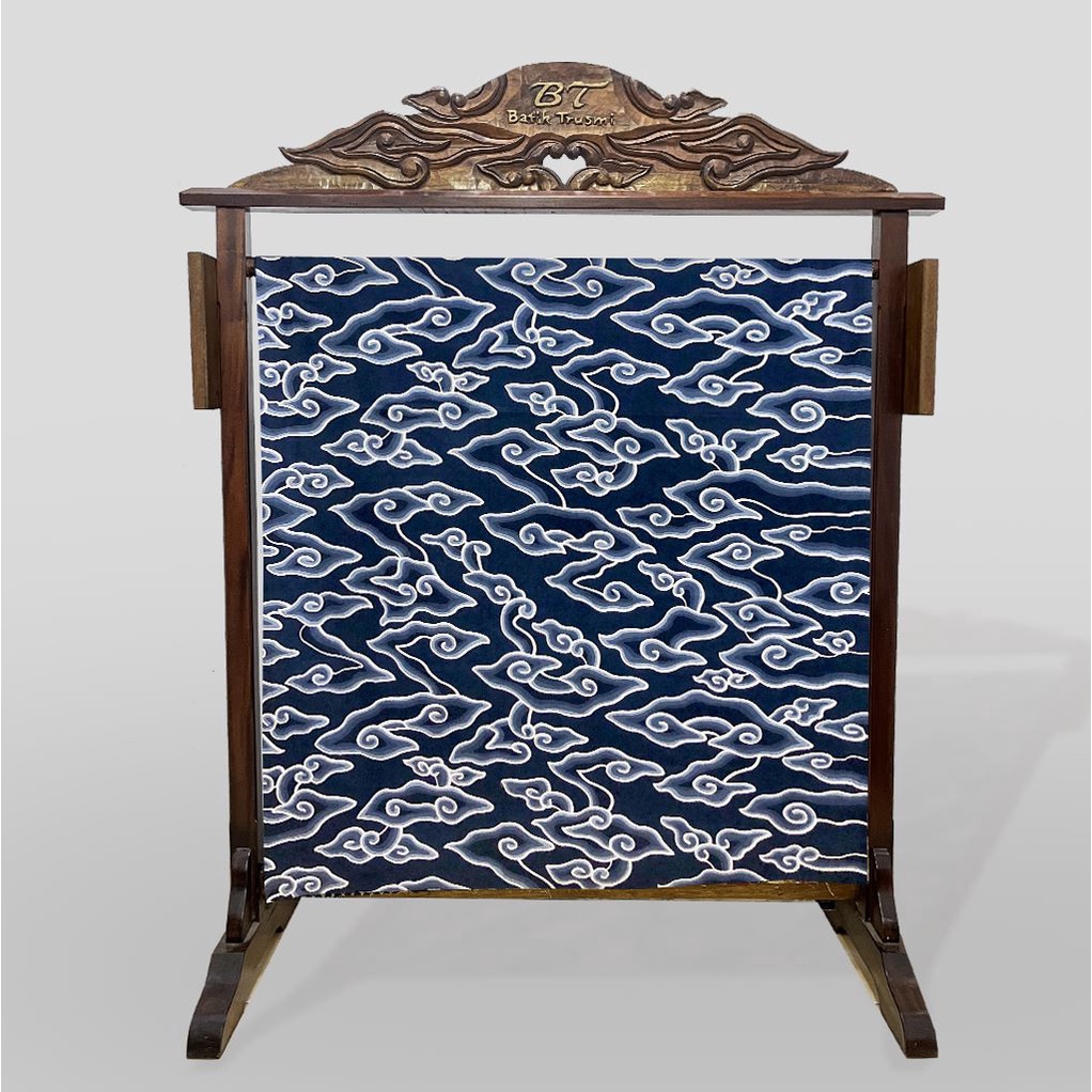 BATIK TRUSMI Bahan Kain Batik Meteran Motif Mega Mendung Dimensi Biru Cocok Untuk Seragaman
