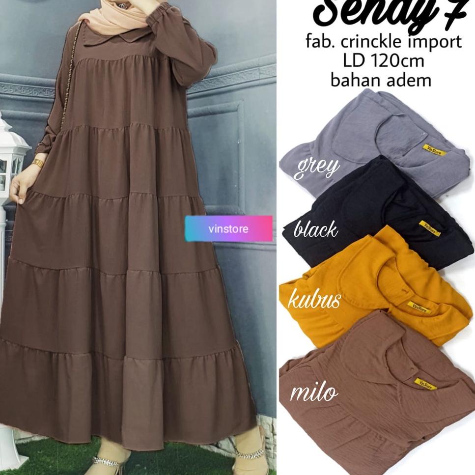 HARGA BERSAHABAT Gamis Susun Crincle Import Polos Jumbo Ld120 Sendy Dress Terbaru 2022