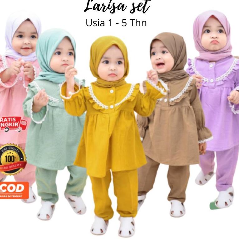 TERMURAH LARISA SET setelan anak perempuan oneset bayi perempuan usia 1 2 3 4 5 thn tahun premium