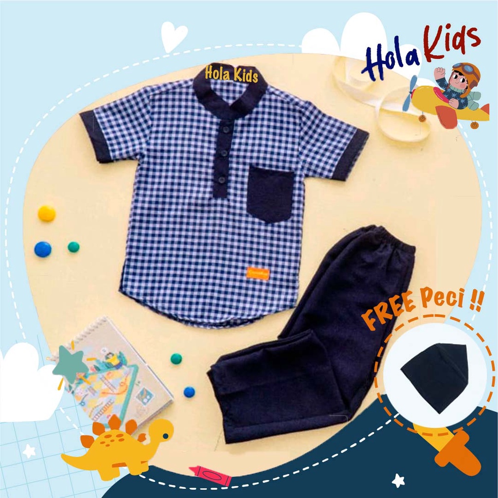HOLAkids Koko Anak/ Kurta anak motif kotak-kotak