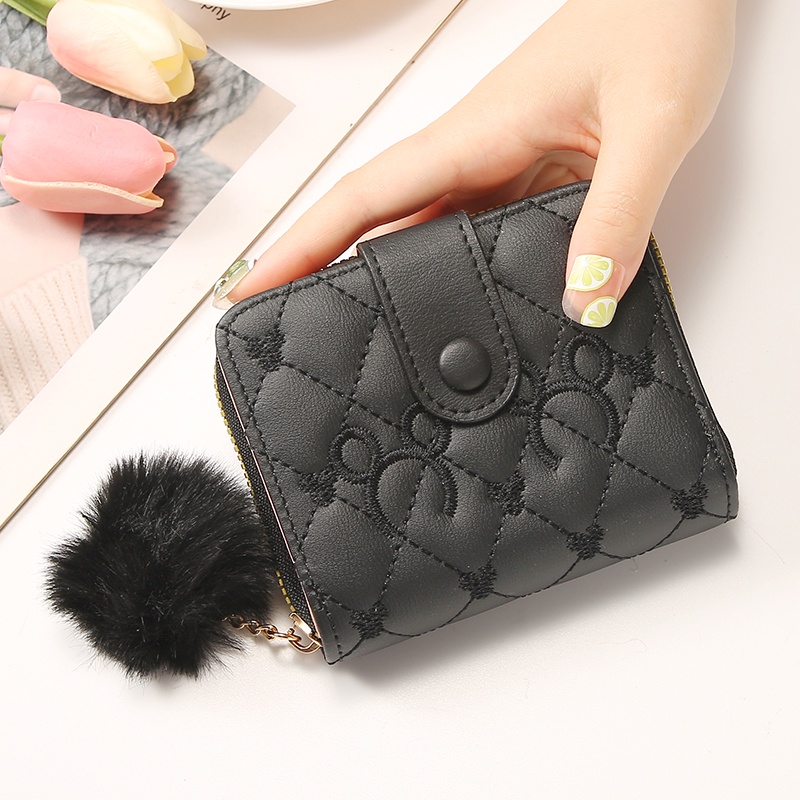 2023 Dompet Wanita Kecil Bersulam Mickey Mouse Baru Dompet Mini Elegan Berwarna Solid Untuk Wanita Dompet Wanita Impor Fashion Dompet Ritsleting Lipat Murah (SC-10)