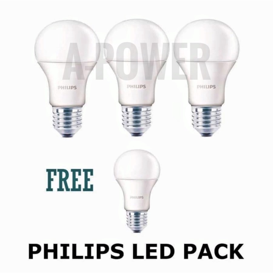 Philips - Lampu LED Bulb/Bohlam Multipack 4W, 6W, 8W, 10W, 12W, 14.5W (Putih)